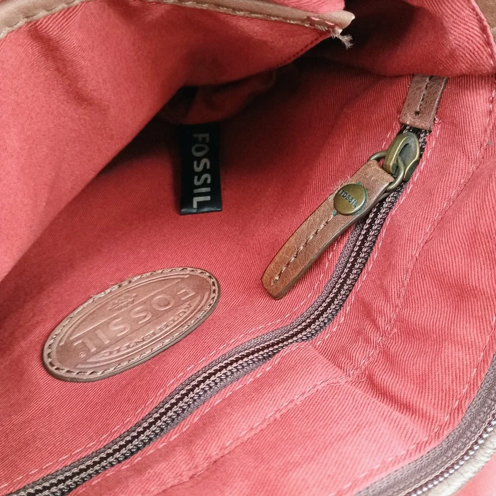 Fossil Max LTR City Bag MBG1311 Brown Distressed Leather Messenger Crossbody